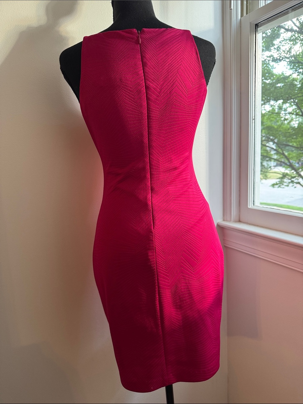 Guess Los Angeles Raspberry- Hot Pink Fixed Lace-Up Sheath Mini Dress - Picture 4 of 13